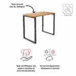 Table haute de jardin 4 personnes teck aluminium anthracite Sirokos