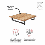 Table basse carré teck pour salon de jardin teck aluminium anthracite Sirokos