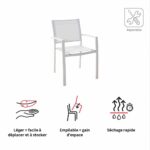 Chaise de jardin aluminium textilène blanc avec accoudoirs Lyra Beta