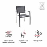 Chaise de jardin aluminium textilène anthracite avec accoudoirs Lyra Beta