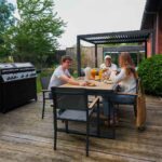 Table de jardin teck extensible 10 personnes aluminium anthracite Persea