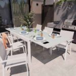 Table de jardin extensible 10 personnes verre aluminium blanc Lyra II