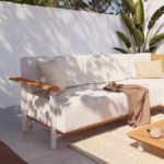 Sofa teck 2 personnes aluminium blanc Duna