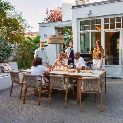 Table de jardin extensible 8 personnes céramique aluminium Gaia