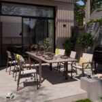 Table de jardin extensible 10 personnes verre aluminium mocka Lyra II