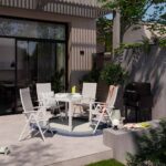 Table de jardin fixe carré 4 personnes verre aluminium blanc Lyra II