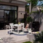 Table de jardin fixe carré 4 personnes verre aluminium blanc Lyra II