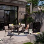 Table de jardin fixe carré 4 personnes verre aluminium mocka Lyra II