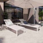 Transat multiposition aluminium textilène blanc Lyra Beta
