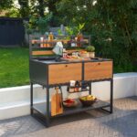 Desserte d'extérieur pour cuisine d'extérieur aluminium anthracite Lykos