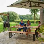 Banc de jardin 3 personnes teck aluminium anthracite Sirokos