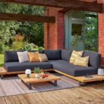Sofa de jardin 2 personnes teck aluminium anthracite Sirokos