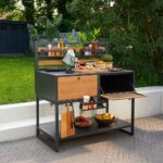 Desserte d'extérieur pour cuisine d'extérieur aluminium anthracite Lykos