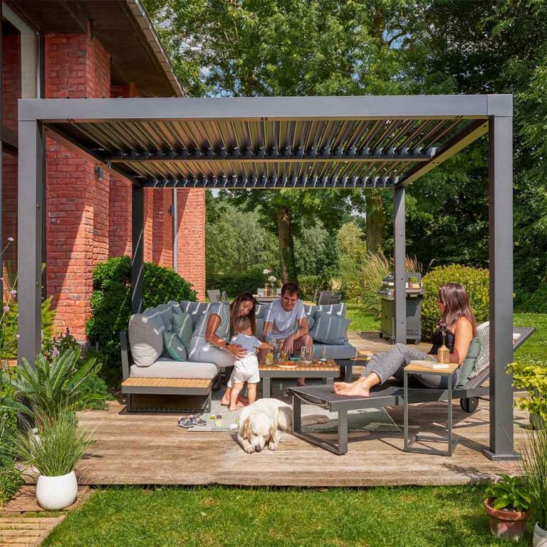 Transat multiposition teck aluminium textilène anthracite Persea