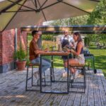 Table haute de jardin 4 personnes teck aluminium anthracite Sirokos