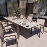 Table de jardin extensible 10 personnes verre aluminium mocka Lyra II