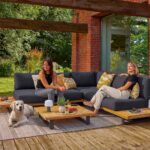Table basse carré teck pour salon de jardin teck aluminium anthracite Sirokos