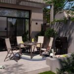 Table de jardin fixe carré 4 personnes verre aluminium mocka Lyra II