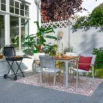 Table de jardin compacte 4 personnes aluminium blanc eucalyptus Oris