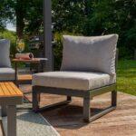 Fauteuil de jardin d'angle teck 1 personne aluminium anthracite Persea