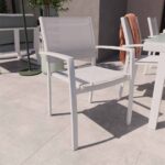 Chaise de jardin aluminium textilène blanc avec accoudoirs Lyra Beta