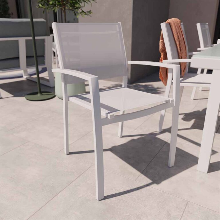 Chaise de jardin aluminium textilène blanc avec accoudoirs Lyra Beta