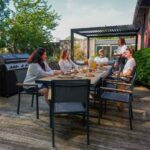 Table de jardin teck extensible 10 personnes aluminium anthracite Persea