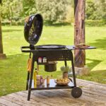 Barbecue charbon de bois sur chariot avec roues diamètre 54 cm anthracite Phoenix Gamma