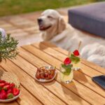 Table basse carré teck pour salon de jardin teck aluminium anthracite Sirokos