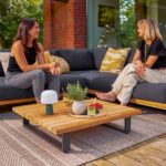 Sofa de jardin 2 personnes teck aluminium anthracite Sirokos