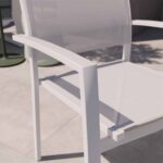 Chaise de jardin aluminium textilène blanc avec accoudoirs Lyra Beta