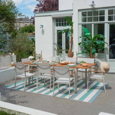 Chaise de jardin aluminium textilène blanc Oris