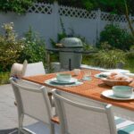 Table de jardin extensible 8 personnes aluminium blanc eucalyptus Oris