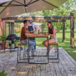 Tabouret haut teck de jardin aluminium anthracite Sirokos