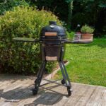 Barbecue mini kamado céramique charbon de bois Drago diamètre 34 cm anthracite chariot avec tablettes