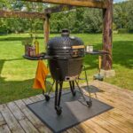 Barbecue maxi kamado céramique charbon de bois Drago  diamètre 57 cm anthracite chariot avec tablettes
