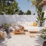Sofa teck 2 personnes aluminium blanc Duna Table basse teck aluminium blanc carré 83.5x83