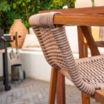 Tabouret de jardin haut aluminium effet bois osier Gaia