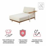 Méridienne teck sofa 1 personne aluminium blanc Duna