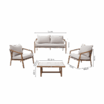 Salon de jardin 4 personnes aluminium effet bois osier céramique Gaia