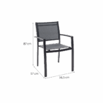 Chaise de jardin aluminium textilène anthracite avec accoudoirs Lyra Beta