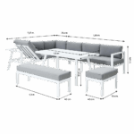 Salon de jardin et de repas 10 personnes modulable aluminium blanc Naxos II