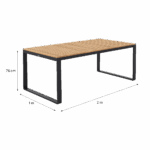 Table de jardin teck fixe 8 personnes aluminium anthracite Persea