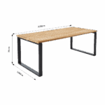 Table de jardin fixe 6 personnes teck aluminium anthracite Sirokos