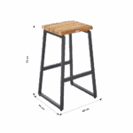 Tabouret haut teck de jardin aluminium anthracite Sirokos