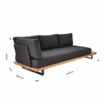 Sofa de jardin 3 personnes teck aluminium anthracite Sirokos