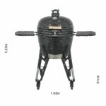 Barbecue maxi kamado céramique charbon de bois Drago  diamètre 57 cm anthracite chariot avec tablettes
