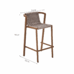 Tabouret de jardin haut aluminium effet bois osier Gaia