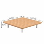 Table basse teck aluminium blanc carré 83.5x83