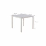 Table de jardin fixe carré 4 personnes verre aluminium blanc Lyra II